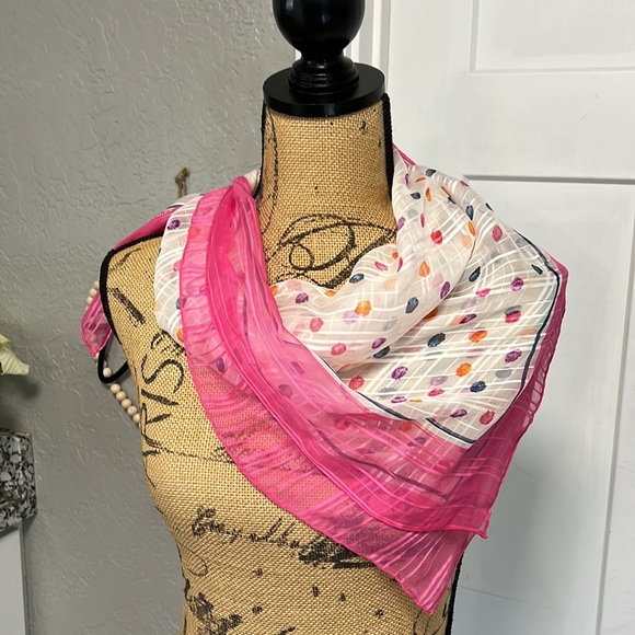 90’S BILL BLASS SILK SCARF PINK PURPLE VINTAGE - Picture 2 of 10